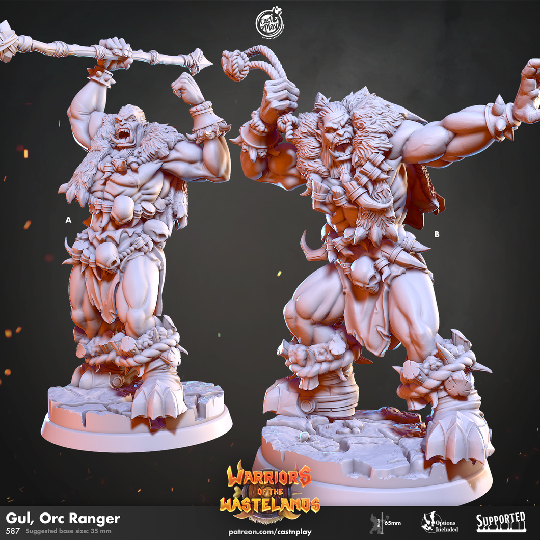 3D Printed Cast n Play Gul Orc Ranger Warriors of the Wastelands 28mm 32mm D&D