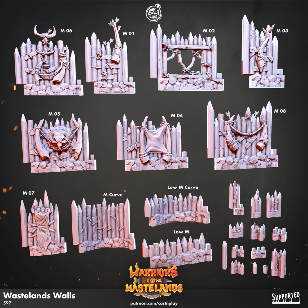 3D Printed Cast n Play Wastelands Walls Warriors of the Wastelands 28mm 32mm D&D