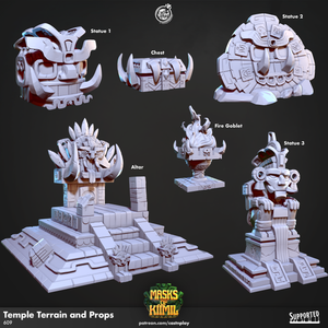 3D Printed Cast n Play Temple Terrain and Props Masks of Kiimil 28 32mm D&D