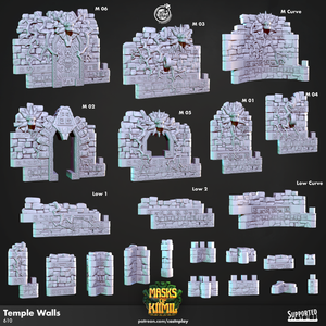3D Printed Cast n Play Temple Walls Masks of Kiimil 28mm 32mm D&D