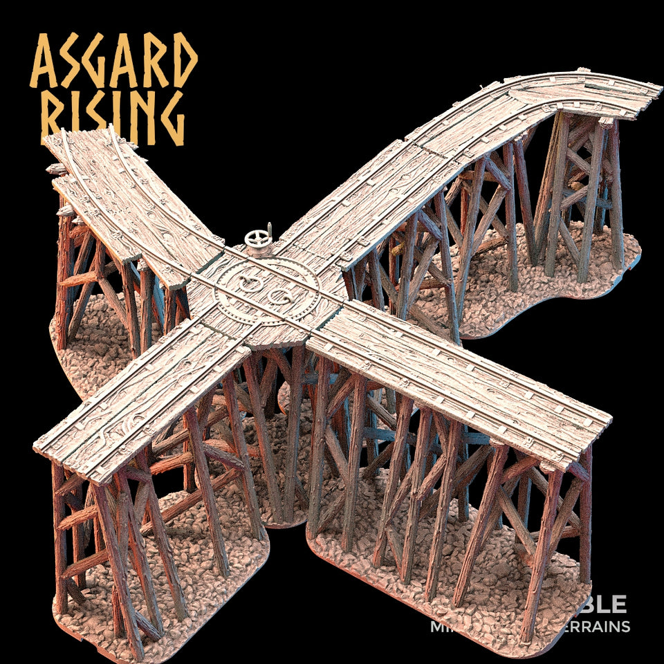 3D Printed Asgard Rising Advanced Dwarven Mines Underground Railroad 28mm - 32mm