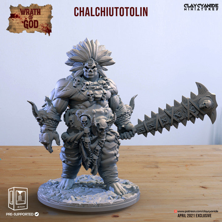 3D Printed Clay Cyanide Chalchiutotolin God of Pestilence Ragnarok D&D