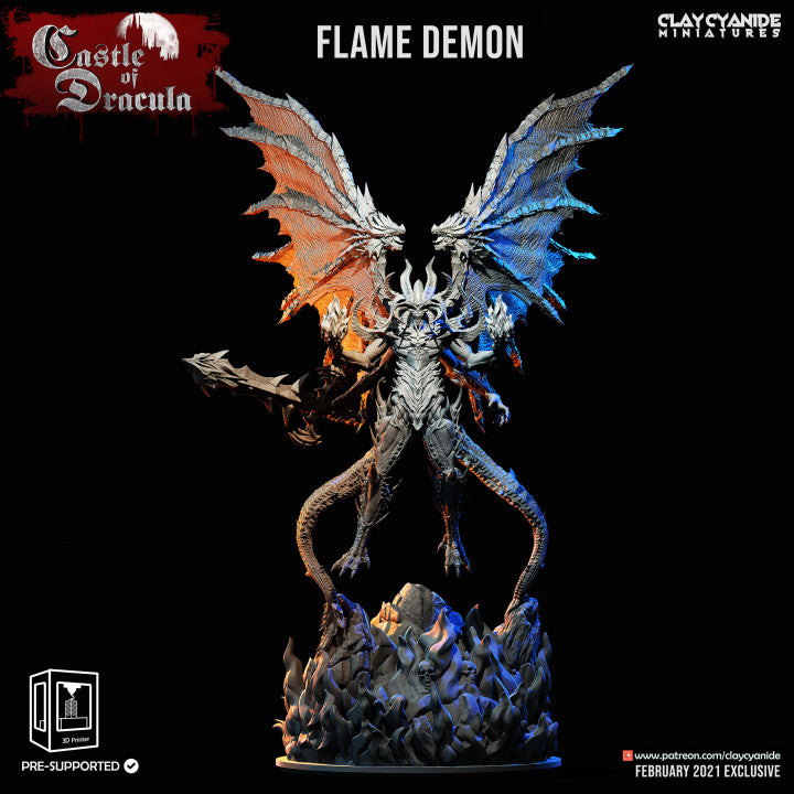 3D Printed Clay Cyanide Flame Demon Ragnarok D&D