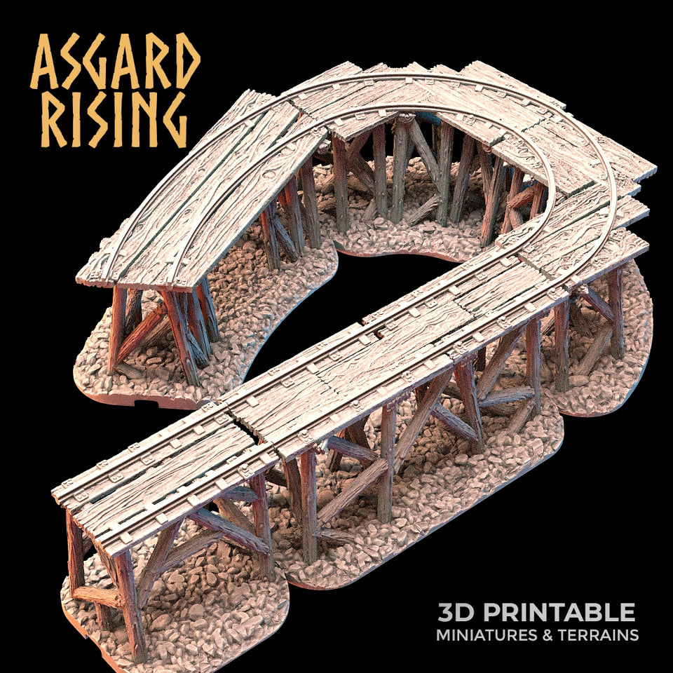 3D Printed Asgard Rising Advanced Dwarven Mines Underground Railroad 28mm - 32mm