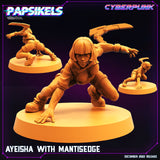 3D Printed Papsikels Cyberpunk Sci-Fi Ayeisha With Mantisedge - 28mm 32mm