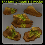 3D Printed Fantastic Plants and Rocks Acid Melted Stones 28mm - 32mm D&D Wargaming
