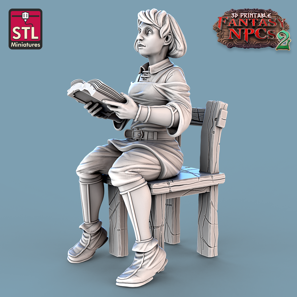 3D Printed STL Miniatures Classroom Set Fantasy NPC 2 | 28 - 32mm War Gaming D&D