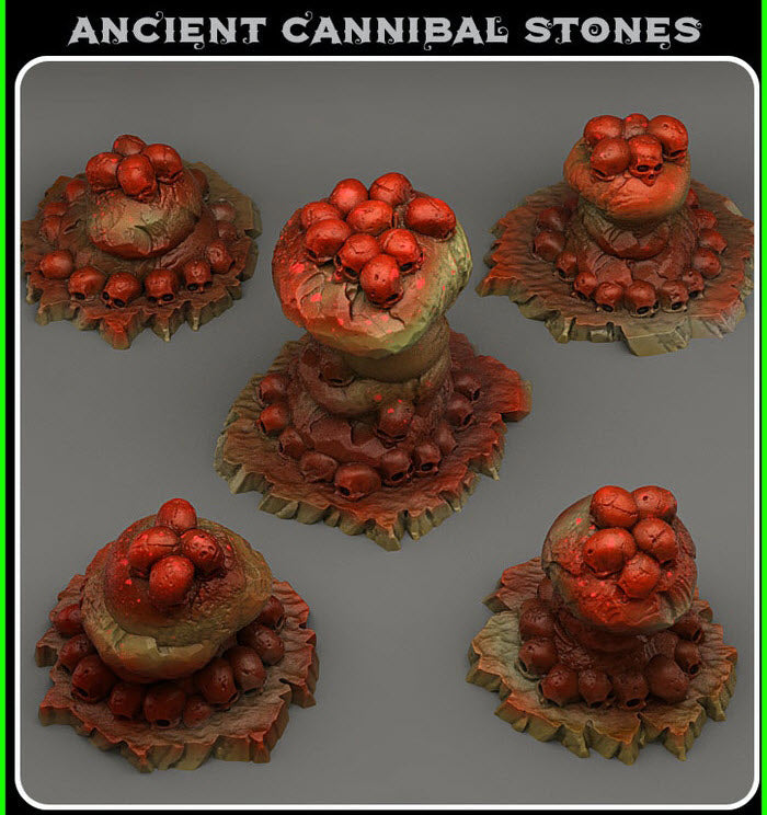 3D Printed Fantastic Plants and Rocks Ancient Cannibal Stones 28mm - 32mm D&D Wargaming