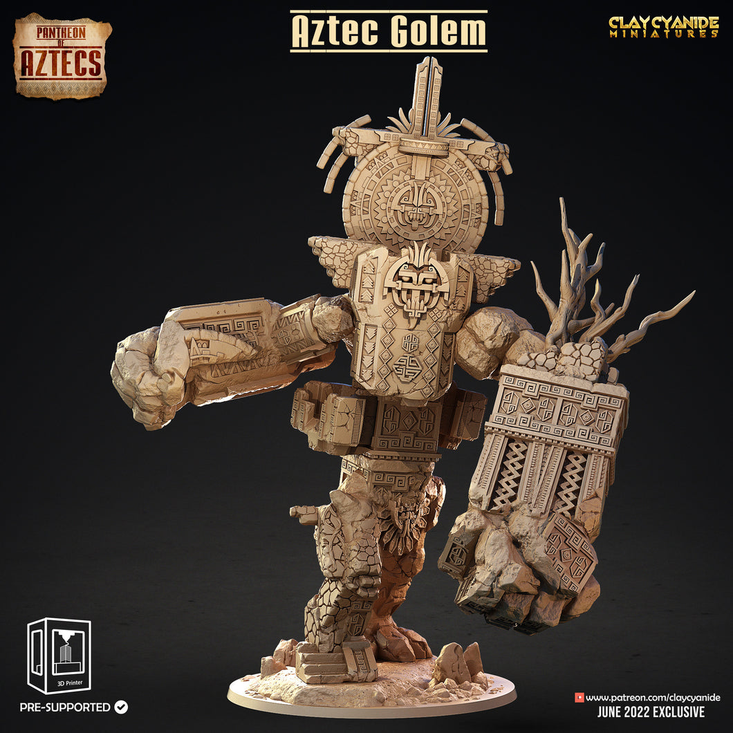 3D Printed Clay Cyanide Aztec Golem Pantheon of Aztecs Ragnarok D&D