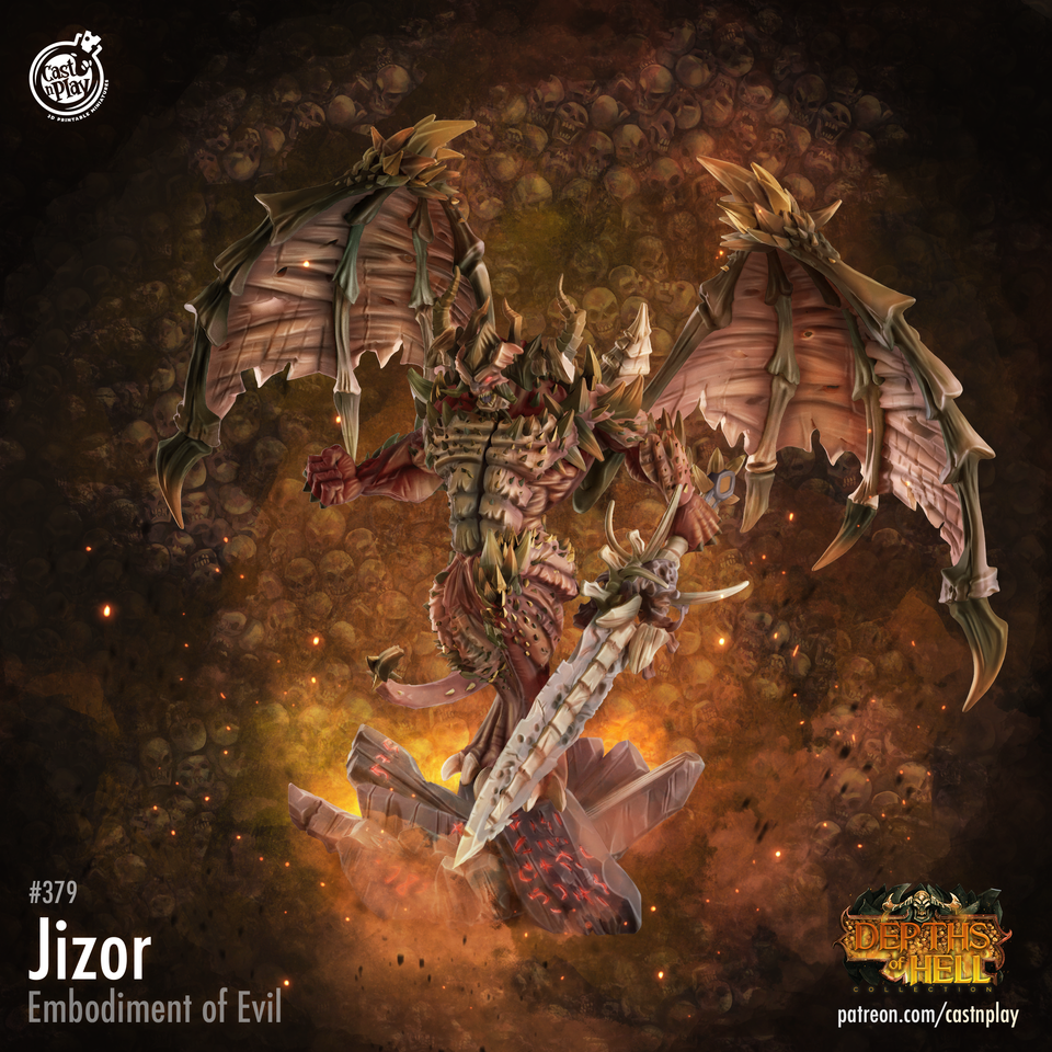 3D Printed Cast n Play Jizor Depths of Hell 28 32mm D&D