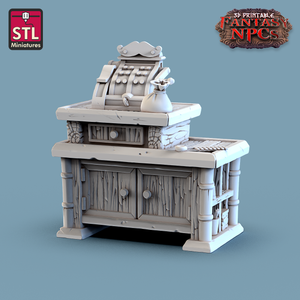 3D Printed STL Miniatures Barber Shop Set Fantasy NPC 28mm - 32mm War Gaming D&D