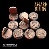 3D Printed Asgard Rising Graveyard Round Base Set 25 28 32 35mm D&D
