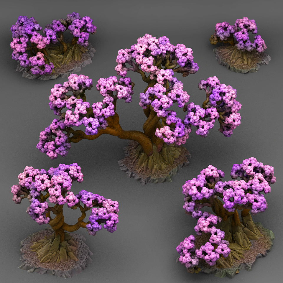 3D Printed Fantastic Plants and Rocks BONSAI CHERRY TREES 28mm - 32mm D&D Wargaming - Charming Terrain