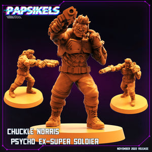 3D Printed Papsikels Cyberpunk Sci-Fi Chuckle Norris Psycho Ex Super Soldier - 28mm 32mm