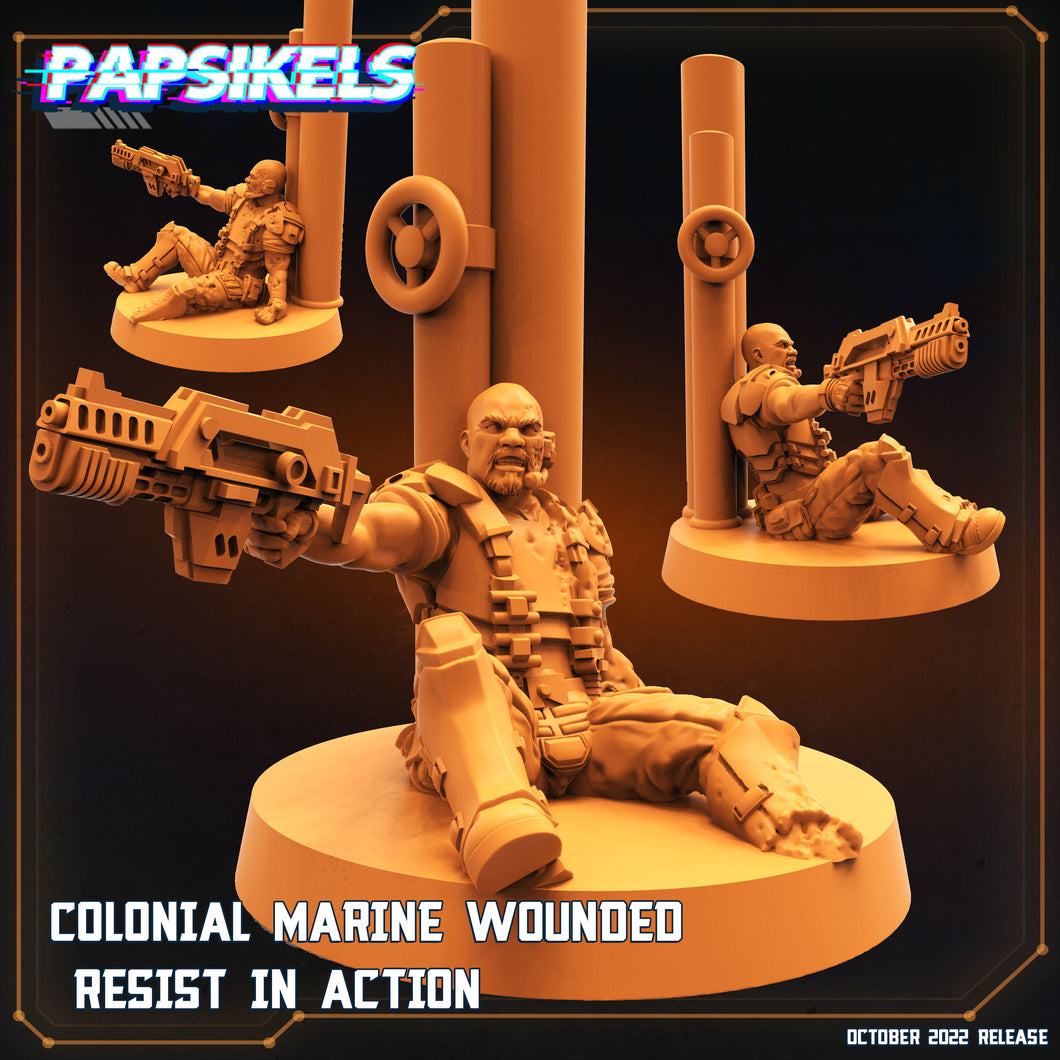 3D Printed Papsikels Cyberpunk Sci-Fi Colonial Marine Wounded Resist In Action - 28mm 32mm