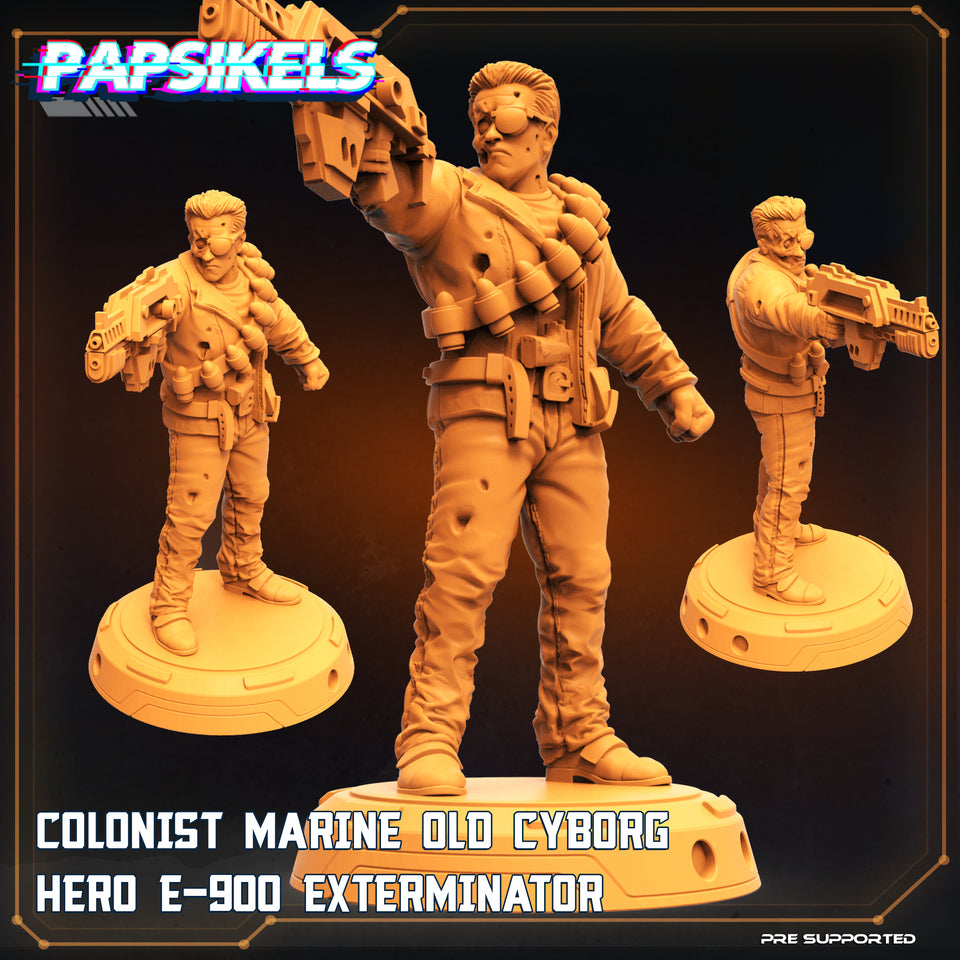 3D Printed Papsikels Cyberpunk Colonist Marine Old Cyborg Hero 900 Exterminator - 28mm 32mm