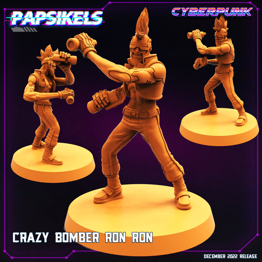 3D Printed Papsikels Cyberpunk Sci-Fi Cyber Crazy Bomber Ronron - 28mm 32mm