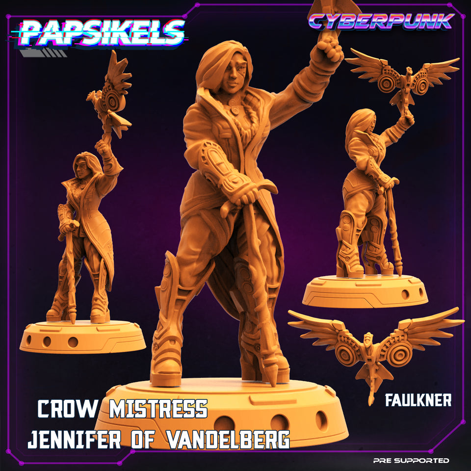 3D Printed Papsikels Cyberpunk Sci-Fi Cyber Crow Jennifer of Vandelberg - 28mm 32mm