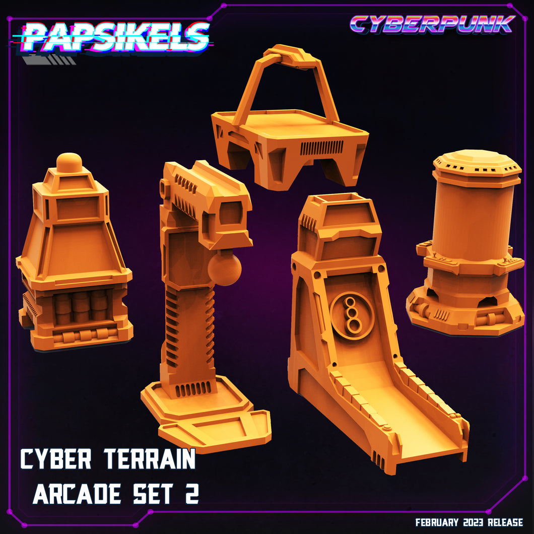 3D Printed Papsikels Cyberpunk  Sci-Fi - Cyber Arcades Set 2 - 28mm 32mm DnD