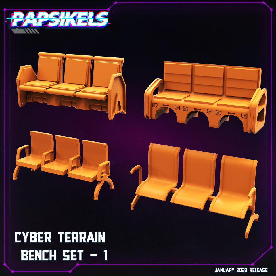 3D Printed Papsikels Cyberpunk Sci-Fi Cyber Terrain Bench Set A 28mm 32mm