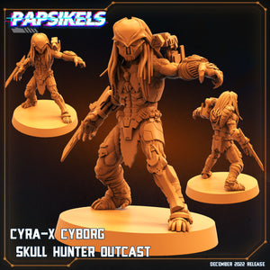3D Printed Papsikels Cyberpunk Sci-Fi Cyra-X Cyborg Skull Hunter Outcast In Action - 28mm 32mm