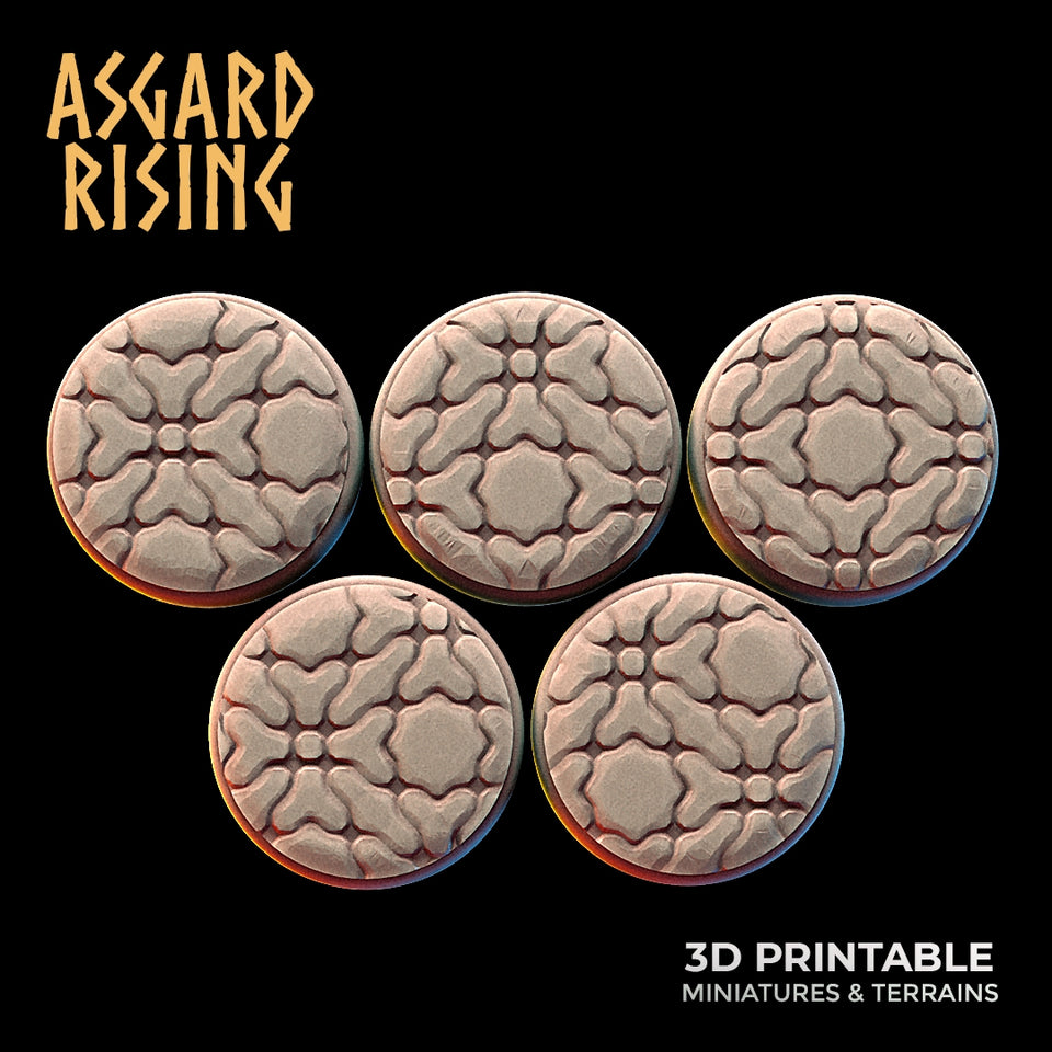 3D Printed Asgard Rising Cobblestone Round Base Set 25 28 32 35mm D&D