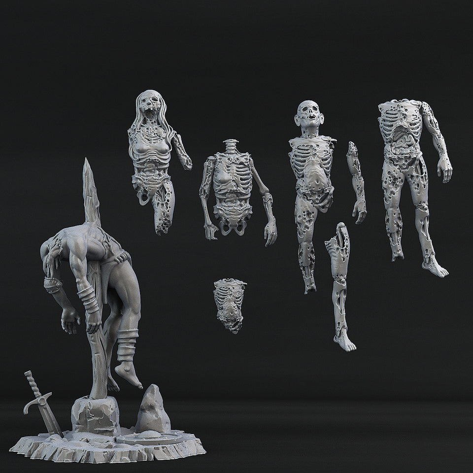 3D Printed Print Your Monsters Cadavers Dead Bodies Set 28mm - 32mm D&D Wargaming