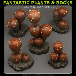 3D Printed Fantastic Plants and Rocks Candy Mushrooms 28mm - 32mm D&D Wargaming