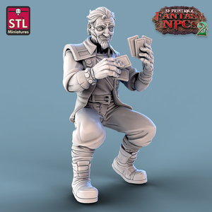 3D Printed STL Miniatures Card Players Set Fantasy NPC 2 | 28 - 32mm War Gaming D&D