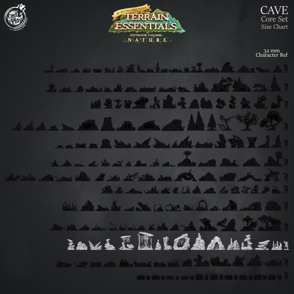 3D Printed Cast n Play Cave Core Terrain Set Terrain Essentials Nature 28mm 32mm D&D