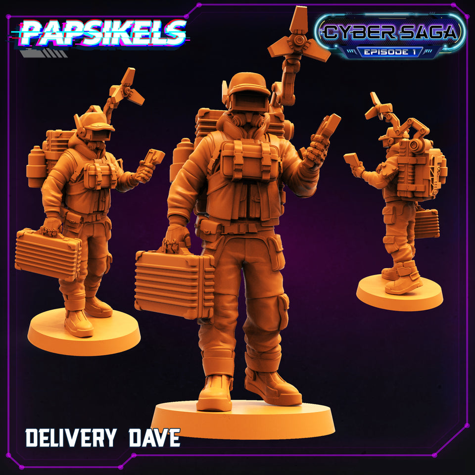 3D Printed Papsikels Cyberpunk Sci-Fi Delivery Dave Cyber Saga - 28mm 32mm