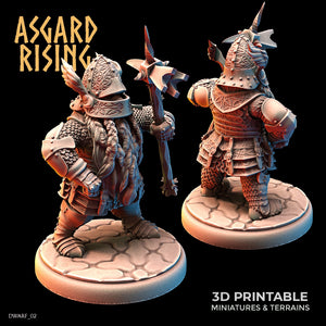 3D Printed Asgard Rising Dwarf Full Plate Warrior Warband Set 28mm - 32mm
