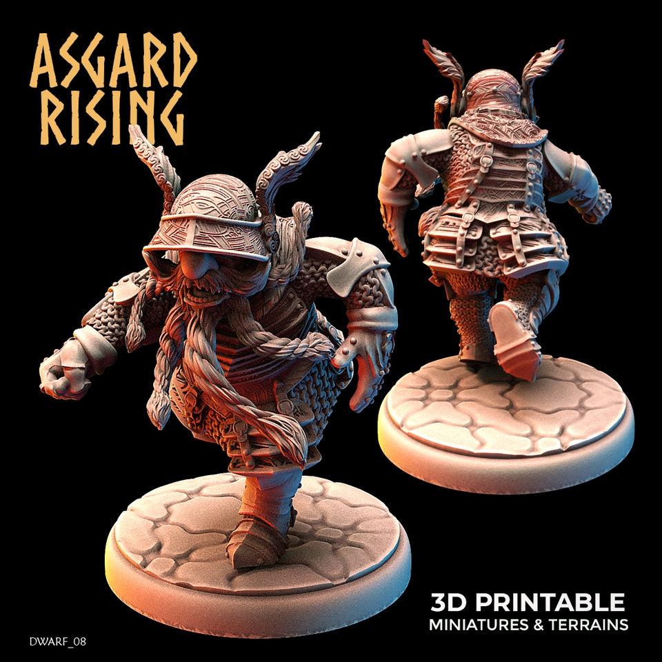 3D Printed Asgard Rising Dwarf Full Plate Warrior Warband Set 28mm - 32mm