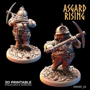 3D Printed Asgard Rising Dwarf Dwarven Miners Set 3 28mm - 32mm