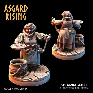 3D Printed Asgard Rising Female Dwarven Townsfolk Modular Set 28mm - 32mm