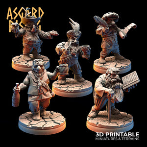 3D Printed Asgard Rising Male Dwarven Townsfolk Modular Set 28mm - 32mm