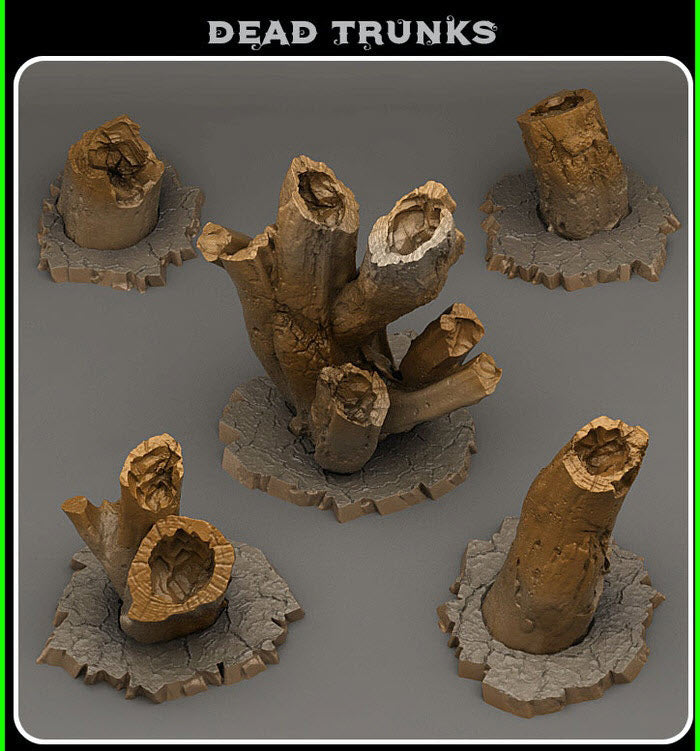 3D Printed Fantastic Plants and Rocks Dead Trunks 28mm - 32mm D&D Wargaming