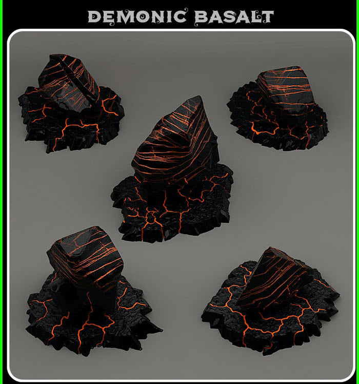 3D Printed Fantastic Plants and Rocks Demonic Basalt 28mm - 32mm D&D Wargaming