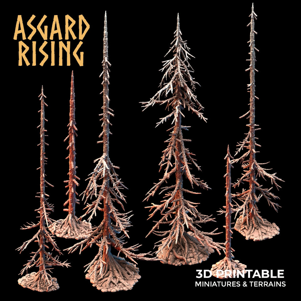 3D Printed Asgard Rising Dry Conifers Spruce Modular Forest Set 28mm 32mm D&D - Charming Terrain