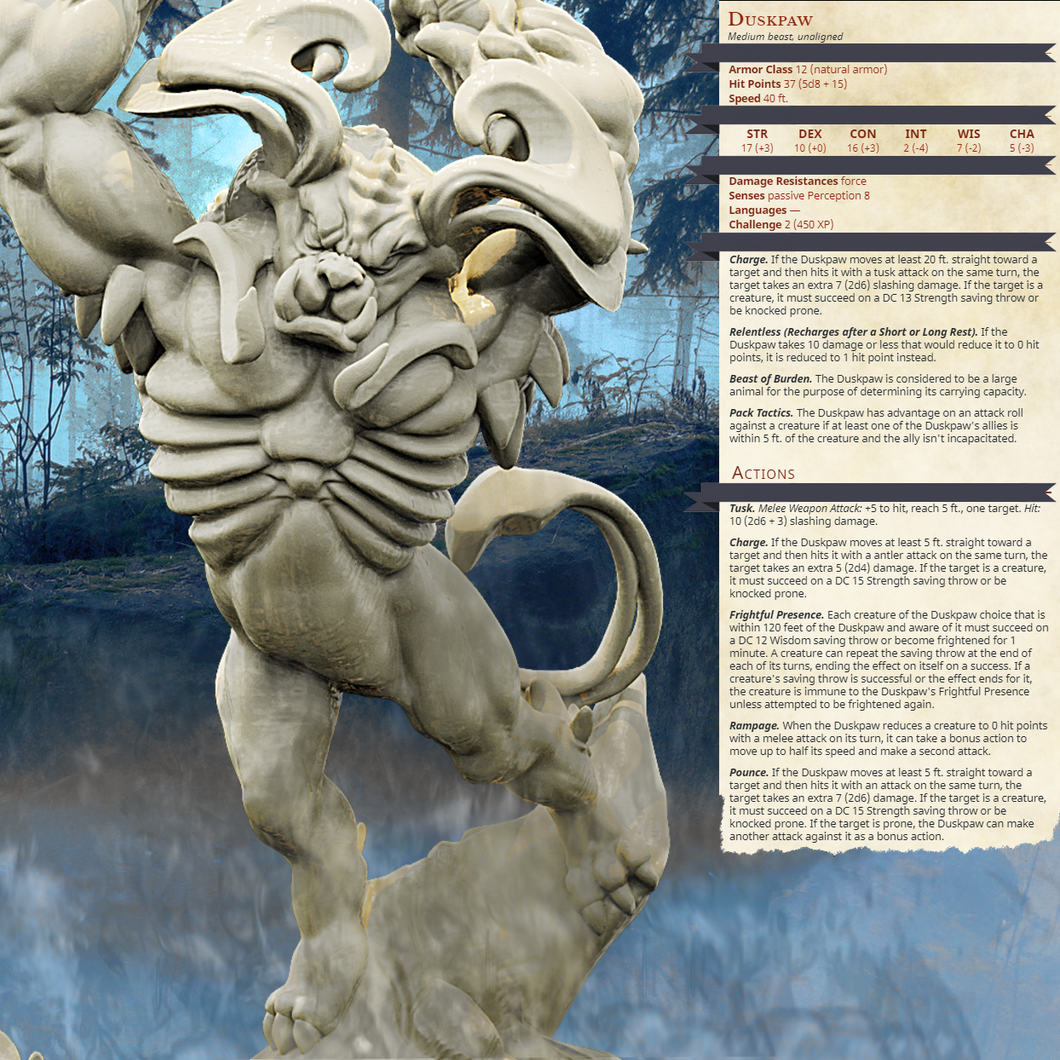 3D Printed Bestiary Vol. 4 Nafarrate - Duskpaw 32mm Ragnarok D&D - Charming Terrain