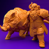 3D Printed Dwarf’s Army Nafarrate - Dwarf Wild Pig Boar Rider Set 28mm 32mm Ragnarok D&D