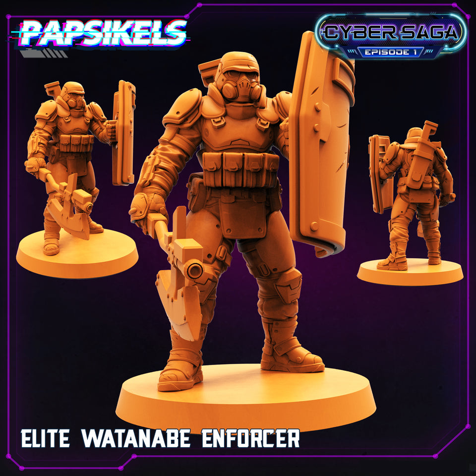 3D Printed Papsikels Cyberpunk Sci-Fi Elite Watanabe Enforcer Cyber Saga - 28mm 32mm