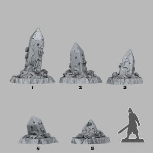 3D Printed Fantastic Plants and Rocks Enchanted Obelisks 28mm - 32mm D&D Wargaming