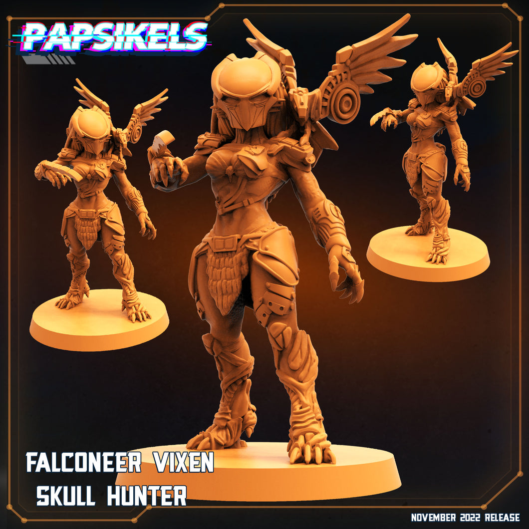 3D Printed Papsikels Cyberpunk Sci-Fi Falconeer Vixen Skull Hunter - 28mm 32mm