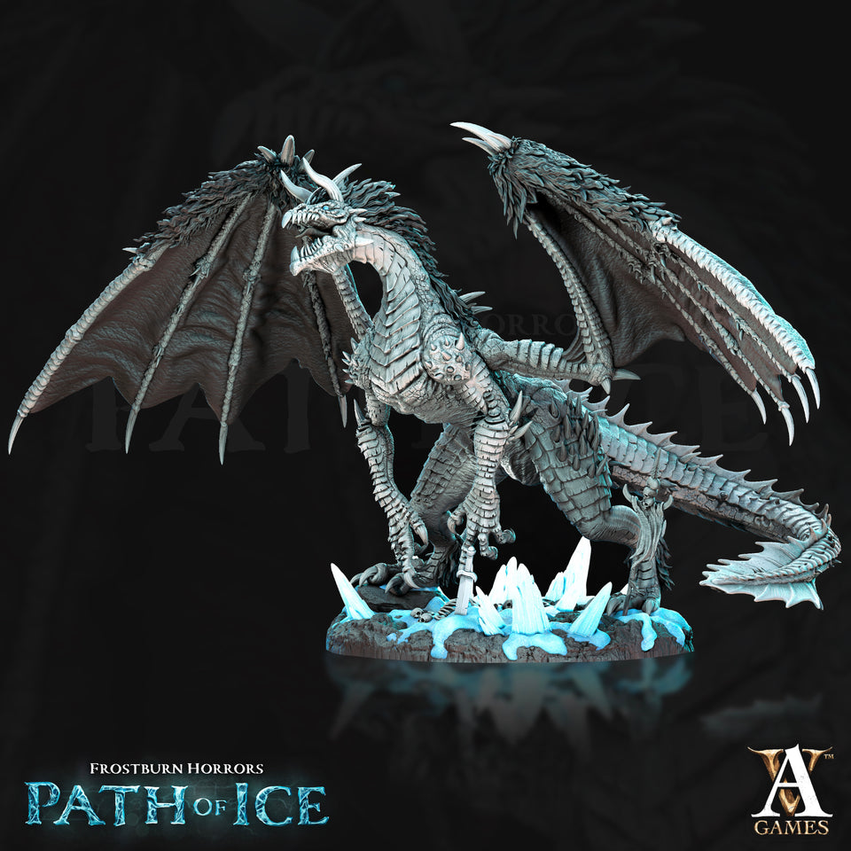 3D Printed Archvillain Games Valkoinen Blizzard Dragon Frostburn Horrors - Path of Ice 28 32mm D&D