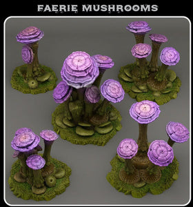 3D Printed Fantastic Plants and Rocks Faerie Mushrooms 28mm - 32mm D&D Wargaming