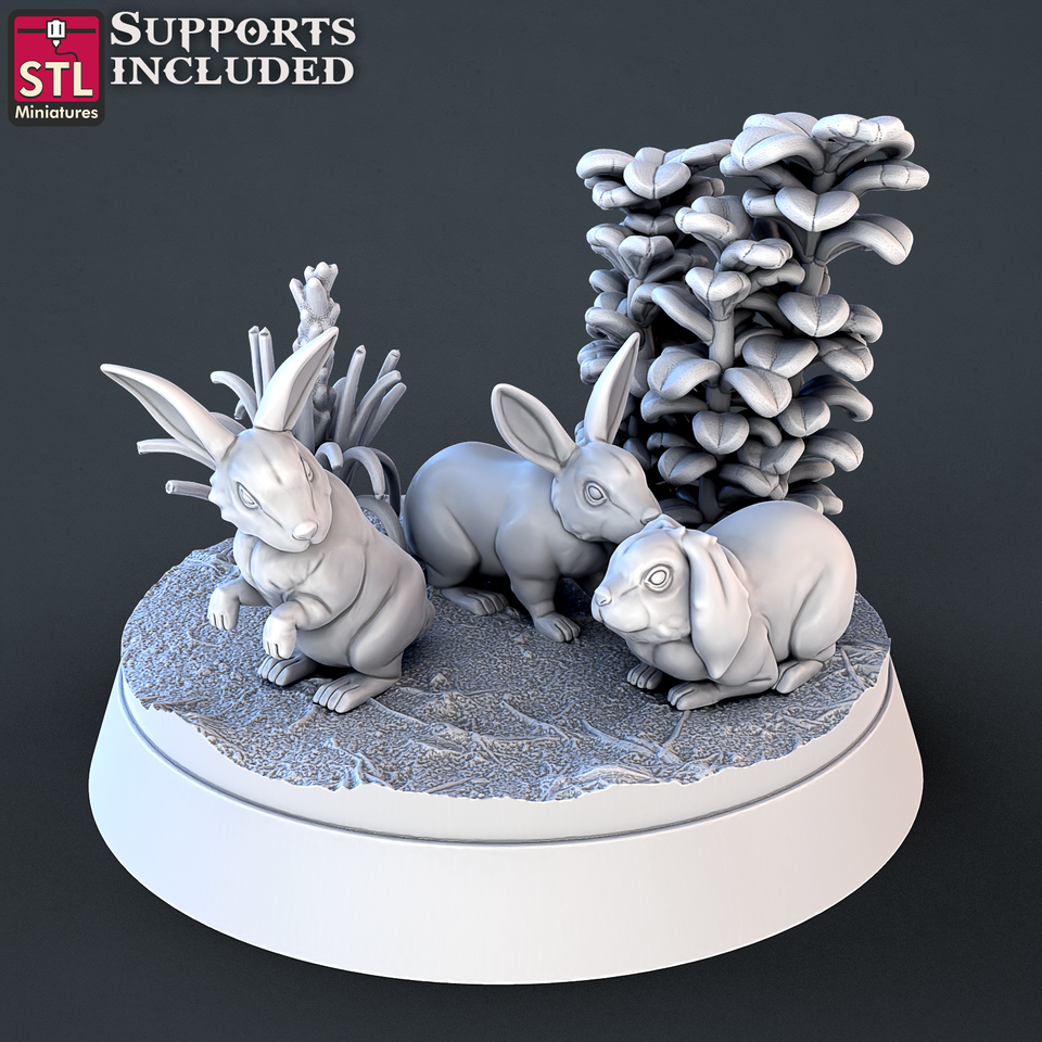 3D Printed STL Miniatures Farm Animals Set | 28 - 32mm War Gaming D&D
