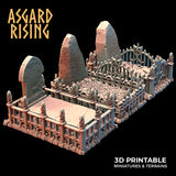 3D Printed Asgard Rising Cemetery Graves with Fence Set 28mm-32mm Ragnarok D&D