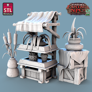 3D Printed STL Miniatures Florist Set Fantasy NPC 2 | 28 - 32mm War Gaming D&D