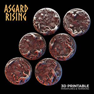 3D Printed Asgard Rising Forest Litter Round Base Set 25 28 32 35 mm Wargaming DnD